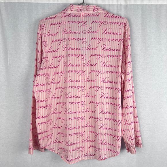 Victoria's Secret Pajama Matching Set Heritage Cotton Striped Pink Logo Coquette - Picture 4 of 9